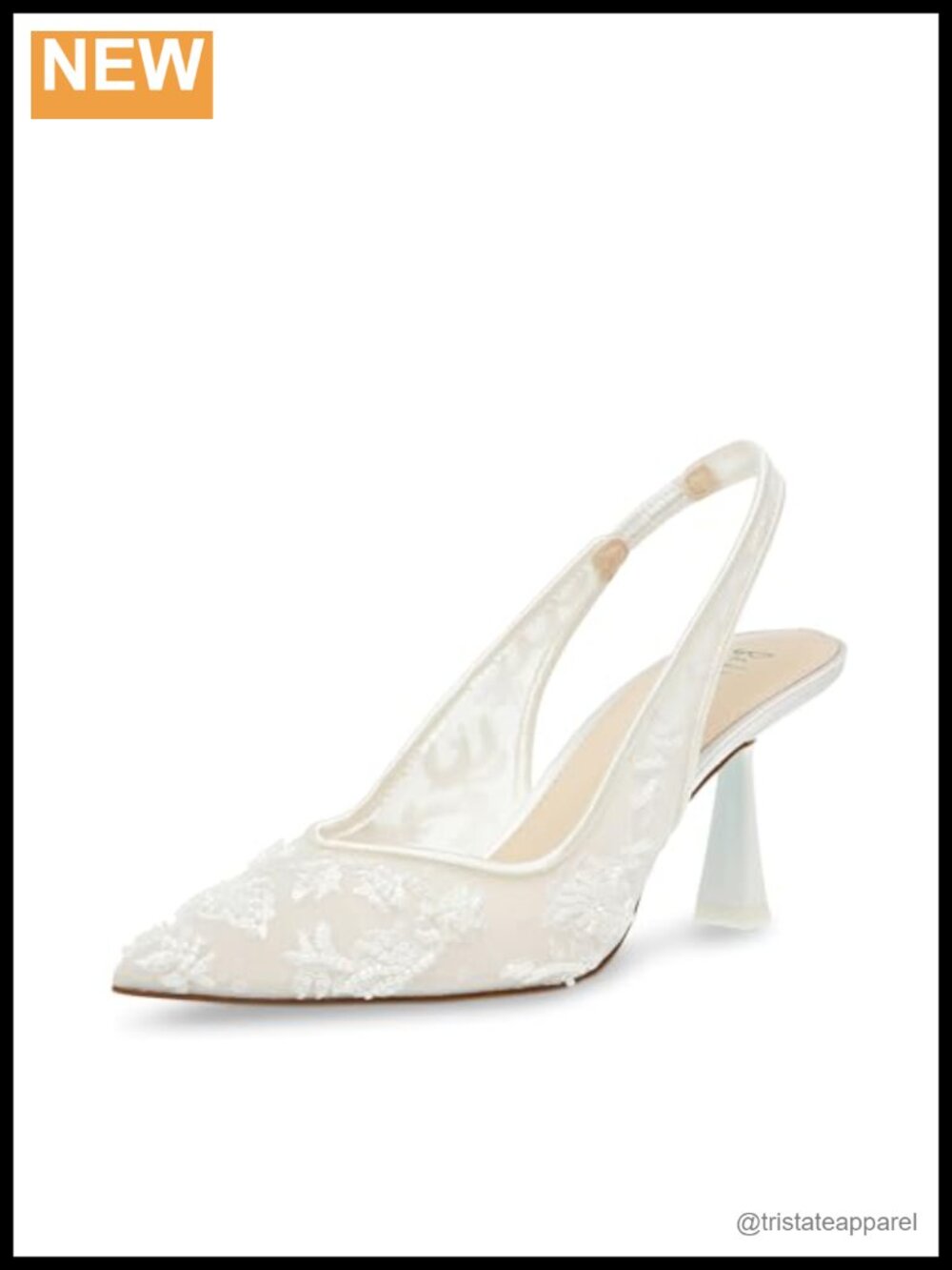 Pointed Toe Slingback Pump Floral Embellished Formal Evening